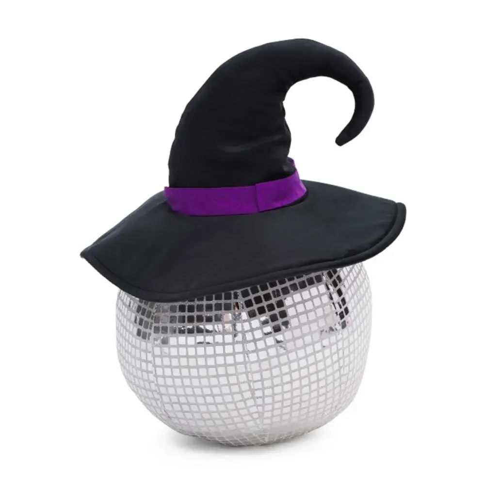 Halloween Disco Ball Smiley Face Witch Pillow 17x12 Silver NEW